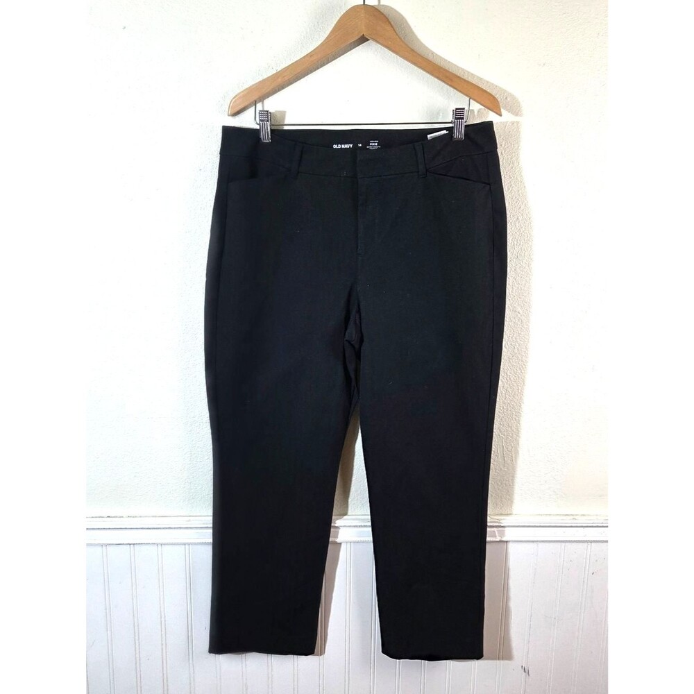 Old Navy High Rise Pixie Pants Womens 14 Black Secret Smooth Pockets Ankle Crop